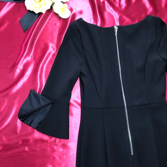 ⭐️NEW⭐️White House Black Market (WHBM) Black 3/4 Bell Sleeve Sheath Dress - Picture 7 of 11